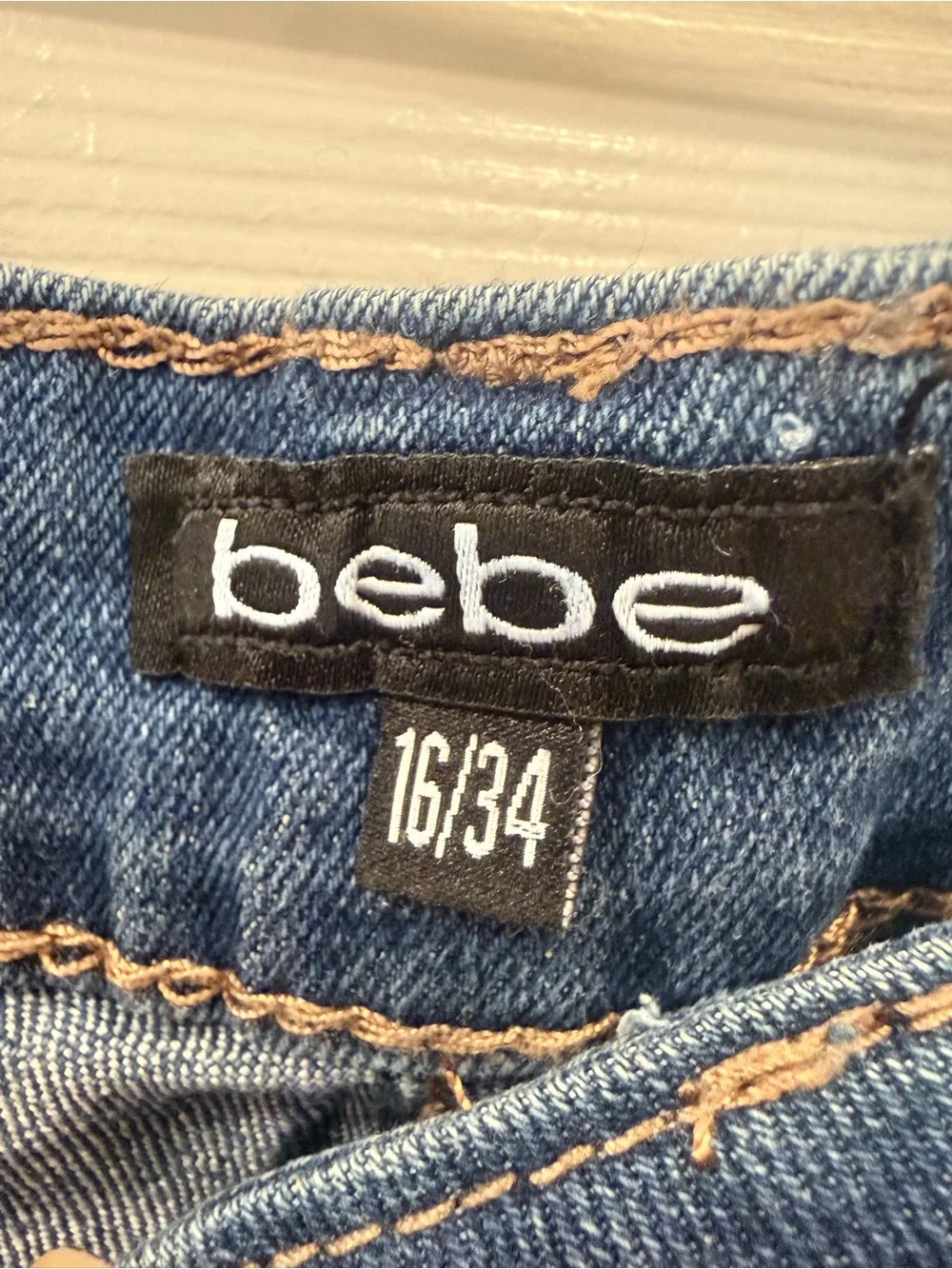 bebe Dark Blue Denim Studded Frayed-Hem Shorts